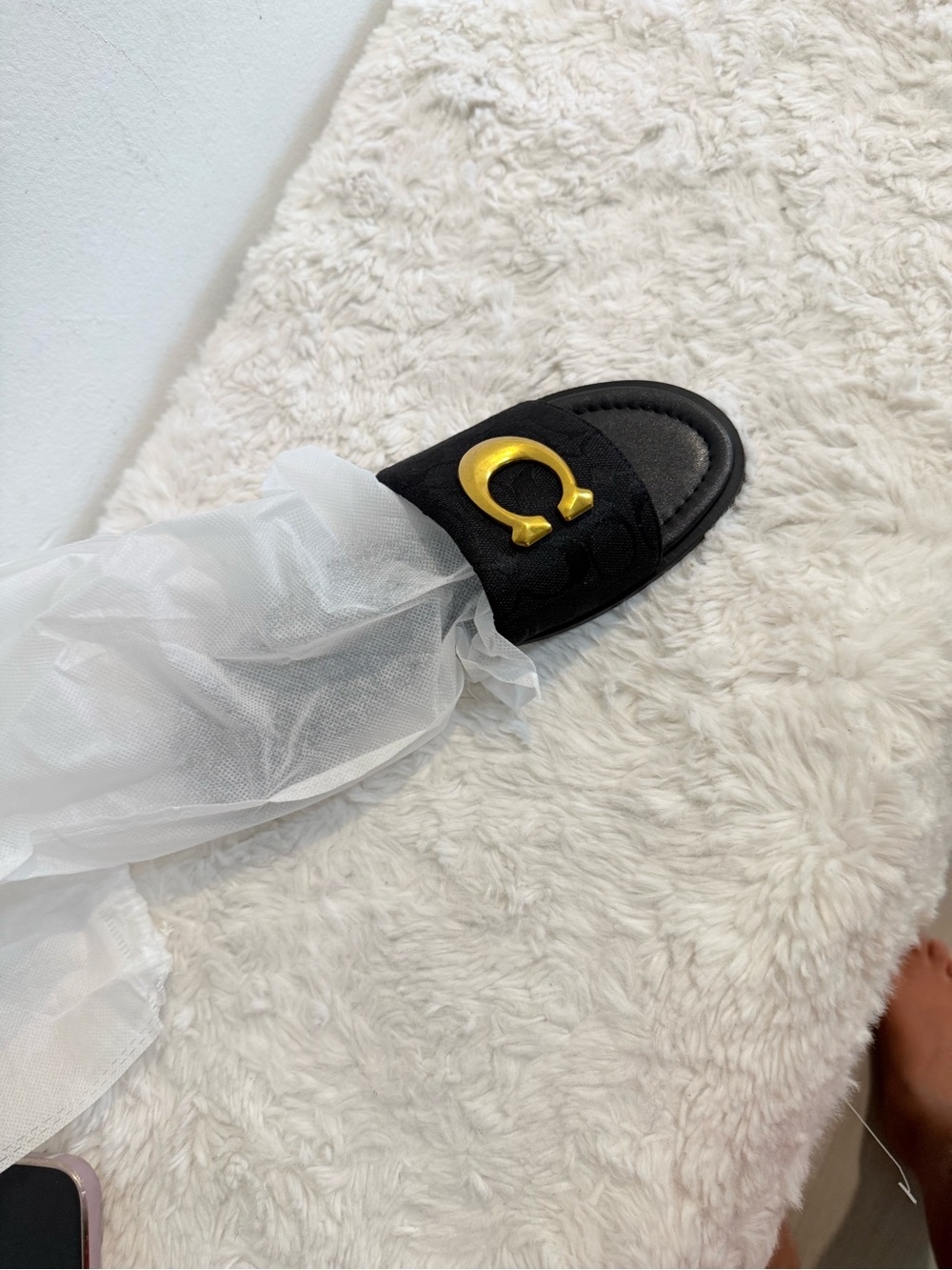 Coach Black Slide Sandal with Gold Horsebit Accent - Picture 7 of 7